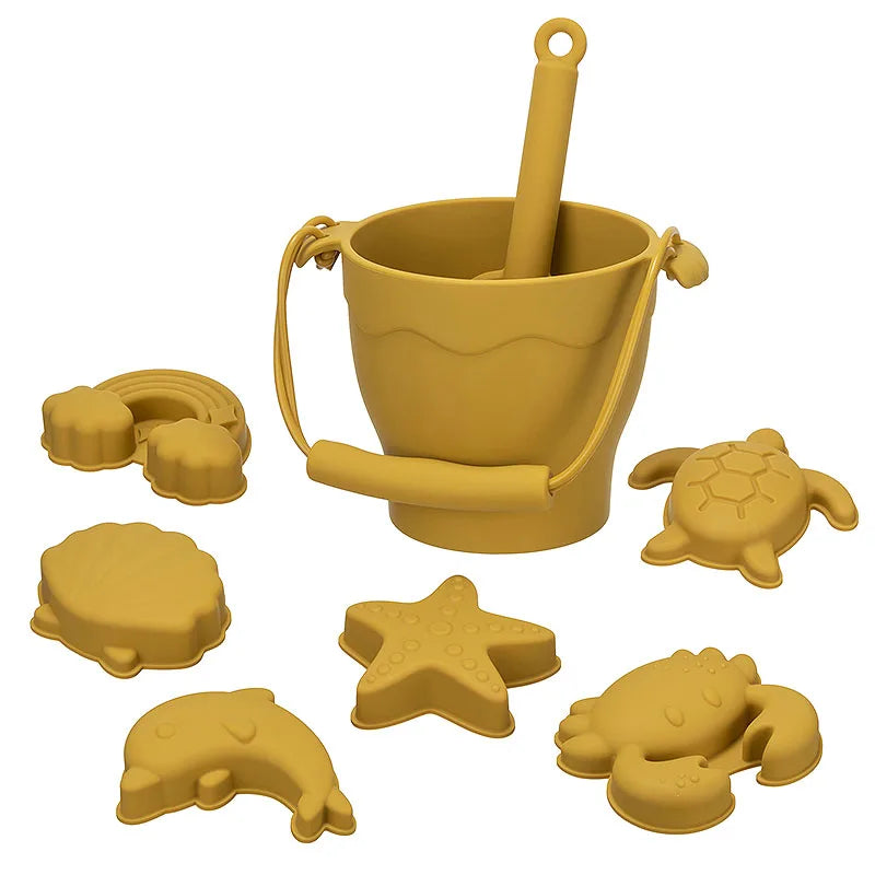 Sunny Sands Eco-Friendly Silicone Beach Toy Set: 8-Piece Fun in the Sun Kit
