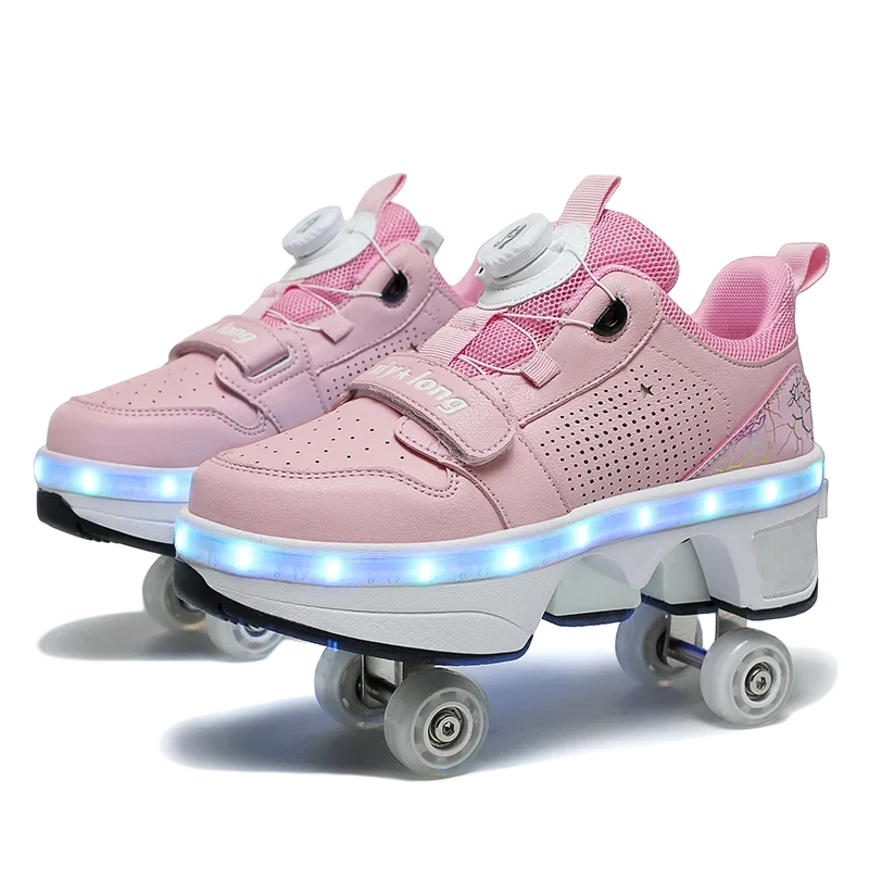 GlideX™ StreetRoll – 2-in-1 Double Wheel Roller Shoes for Boys & Teens