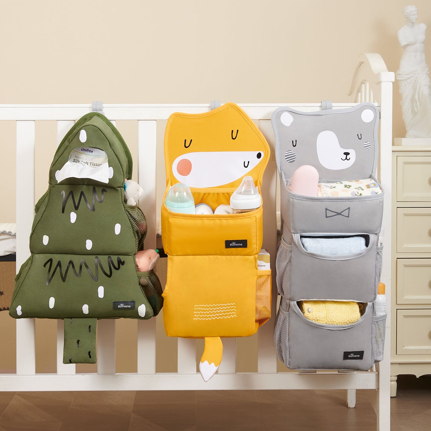 🌲 Forest Friends Hanging Nursery Organizer 🧸 – Cute, Space-Saving Storage for Baby Essentials