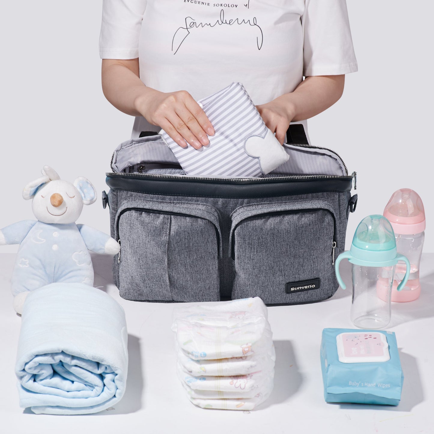 👜 StrollSmart™ Premium Stroller Organizer Bag – Universal Fit with Cup Holders, Insulated Compartments & Wipe Dispenser 💧👶