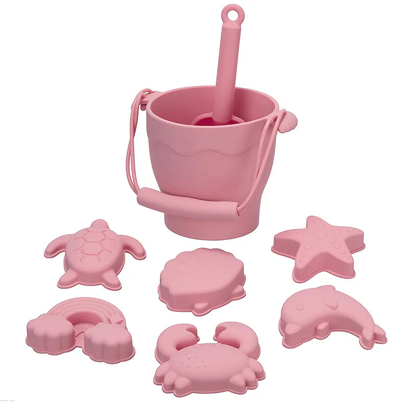 Sunny Sands Eco-Friendly Silicone Beach Toy Set: 8-Piece Fun in the Sun Kit