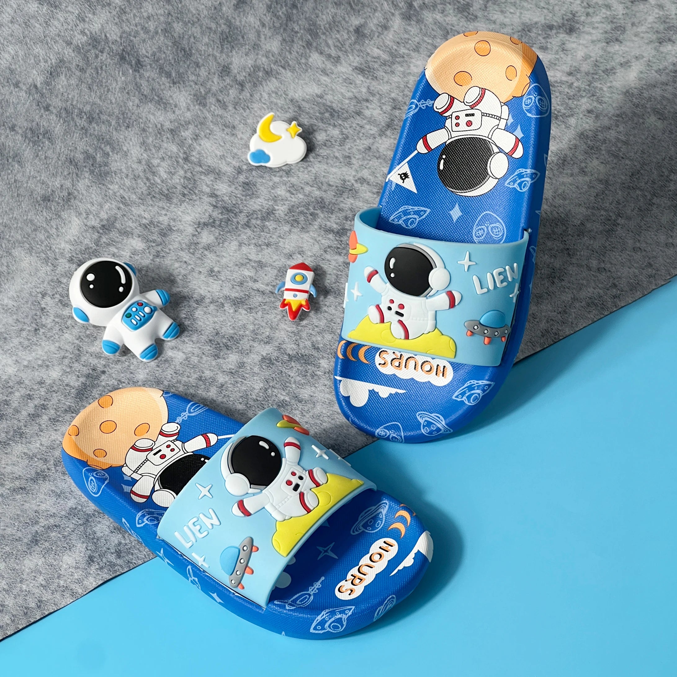 Cute Cartoon Astronaut Toddler Slippers for Boys and Girls Open-Toed Sandals