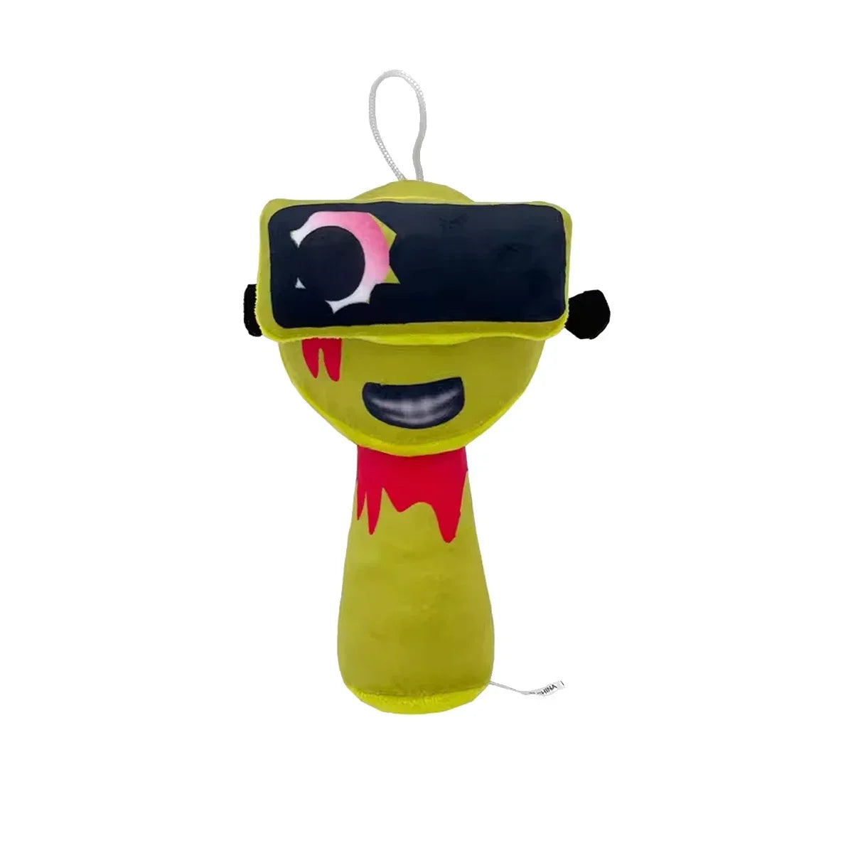 Plush toy with a face design on a white background