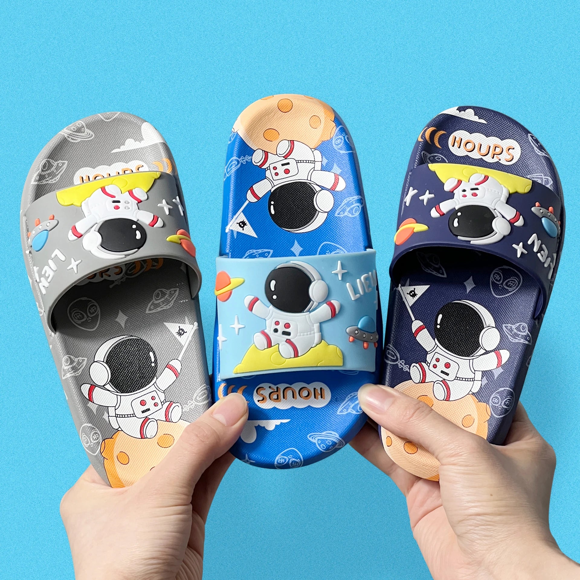 Cute Cartoon Astronaut Toddler Slippers for Boys and Girls Open-Toed Sandals - The Little Big Store