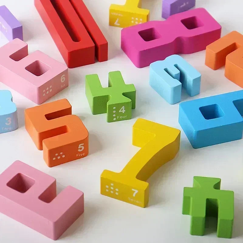 Stack & Learn: Wooden Montessori Number Blocks