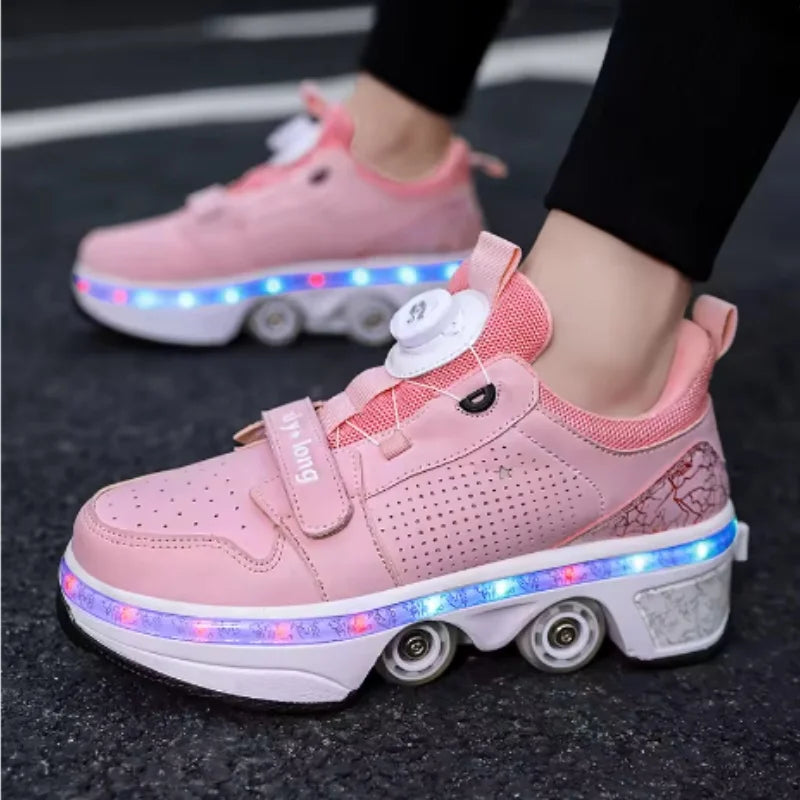 GlideX™ StreetRoll – 2-in-1 Double Wheel Roller Shoes for Boys & Teens