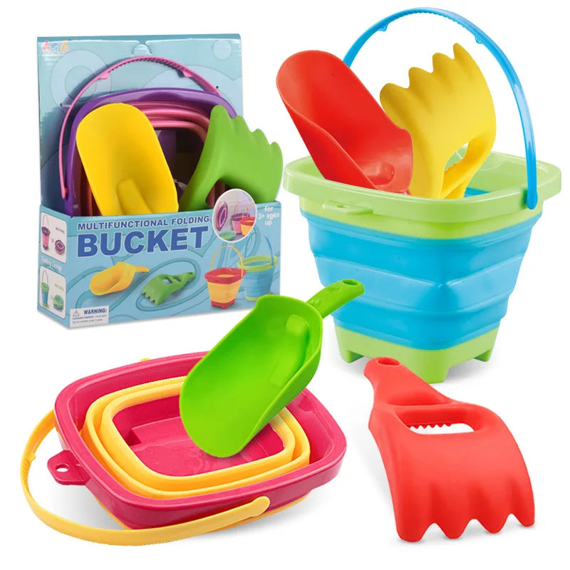 Fold & Fun Telescopic Beach Bucket: Portable Sand Toy and Multi-Purpose Storage for Kids' Summer Adventure - The Little Big Store
