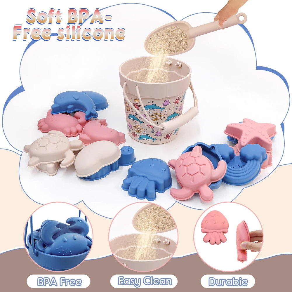 Sandy Adventures Playset: Outdoor Silicone Beach Toy Set for Kids' Beach Fun