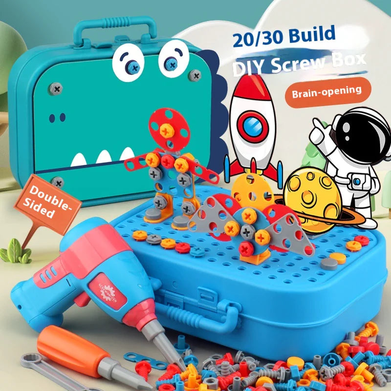 Kids Electric Screw Tool Box β 210 to 220 PCS DIY Construction Toy Set with Optional Electric Drill for Creative Building Play