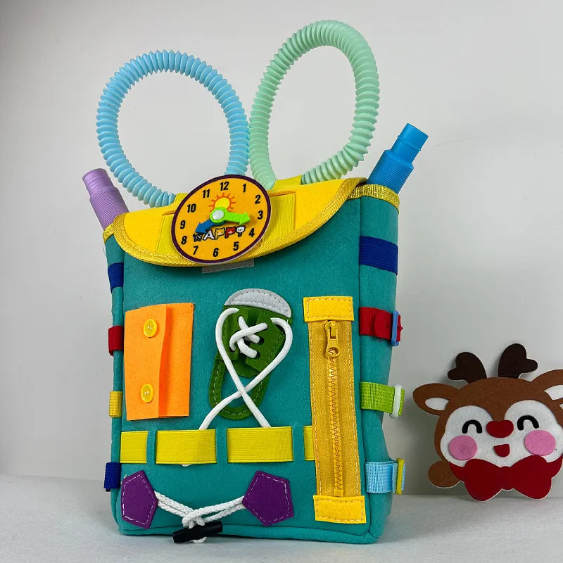 SkillMaster Toddler Busy Board Backpack – Buckles & Learning Activity Set for Life Skills - The Little Big Store