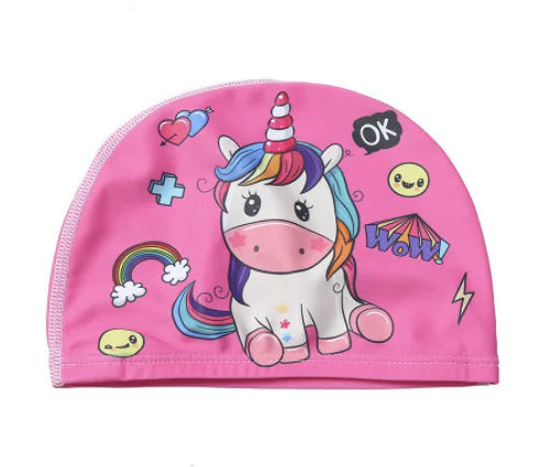 "🐬 AquaBuddies™ Swim Cap – 🧒💦 Comfy Fit for Short & Long Hair | Cute Cartoon Fun! 🎨 "