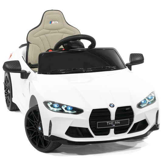 BMW M4 12V Kids Ride-On Car with R/C Parental Remote | White - The Little Big Store
