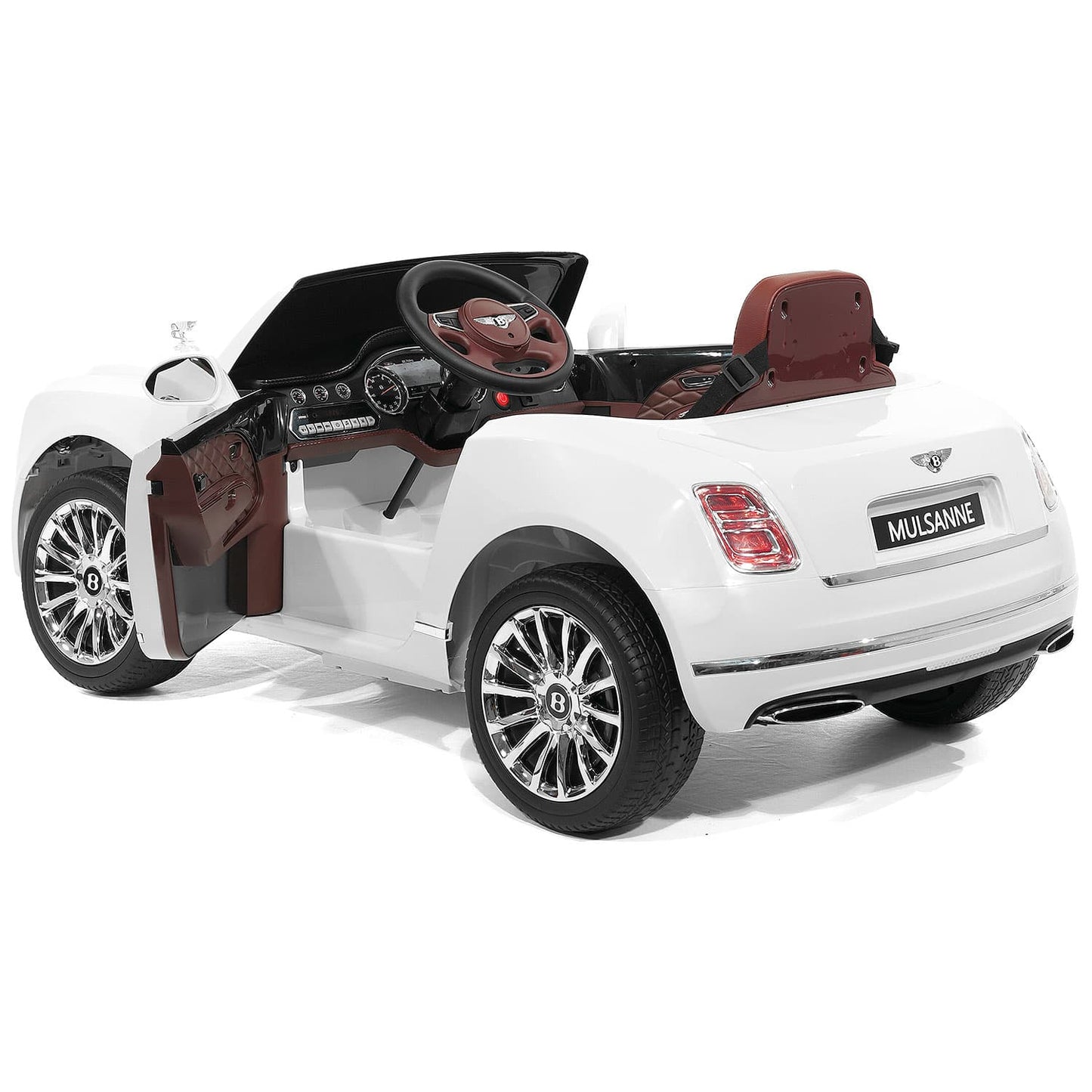 Bentley Mulsanne 12V Kids Ride on Car with Parental Remote Control | White - The Little Big Store