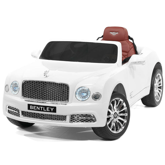 Bentley Mulsanne 12V Kids Ride on Car with Parental Remote Control | White - The Little Big Store
