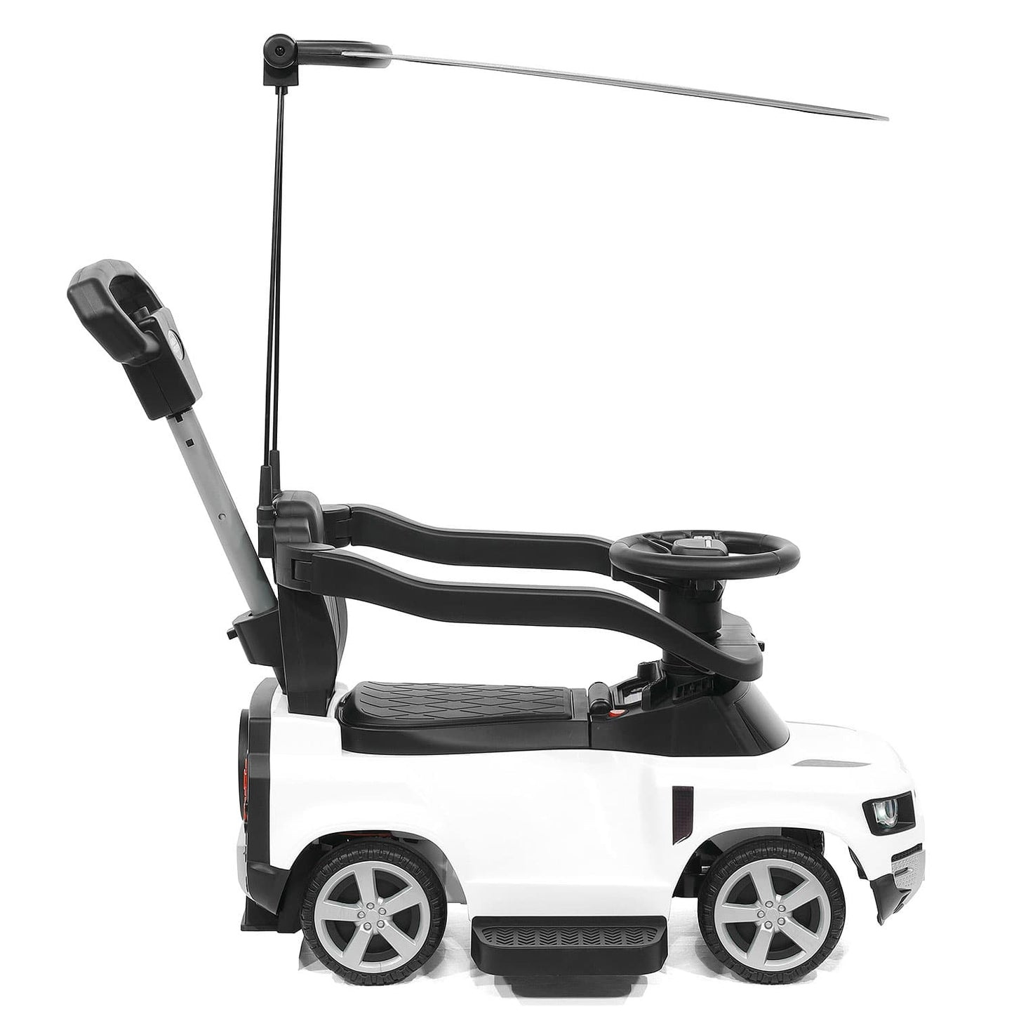 Land Rover Defender Kids Ride on Push Car with Sunshade Canopy | White - The Little Big Store