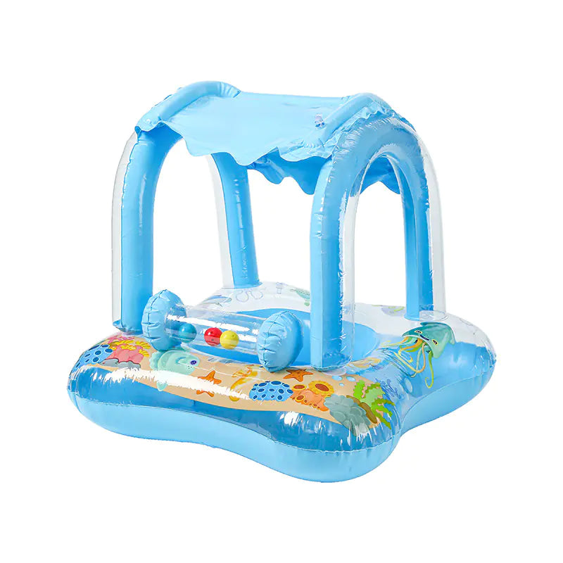 ☀️SplashShade™ Baby Swim Ring – Summer Fun with Sun-Safe Canopy! 🐬🛟