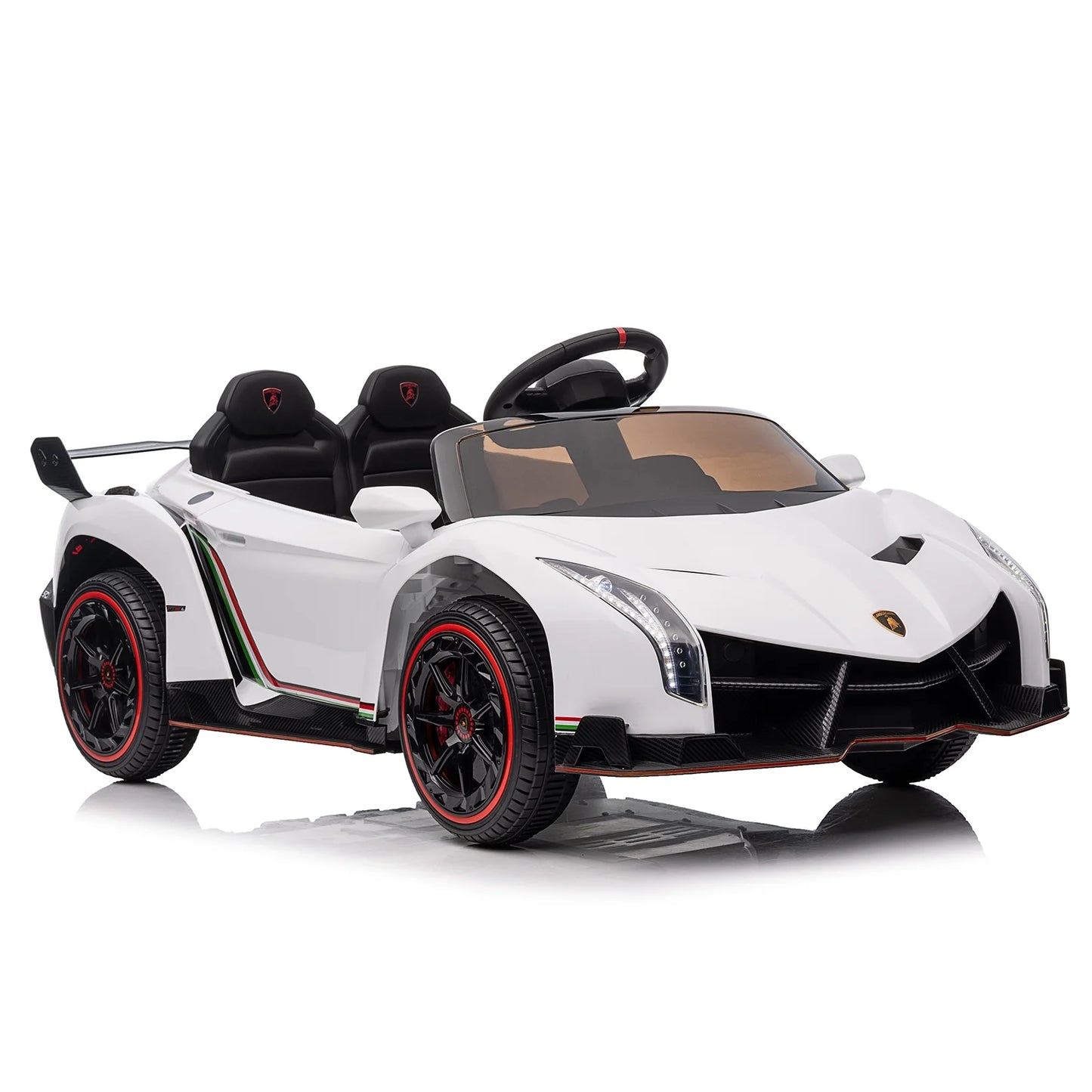12V Licensed Lamborghini Electric Ride on Cars for Kids, Powered Ride on Toys Cars for Girl Boys, with Parent Remote Control, Bluetooth Music - White