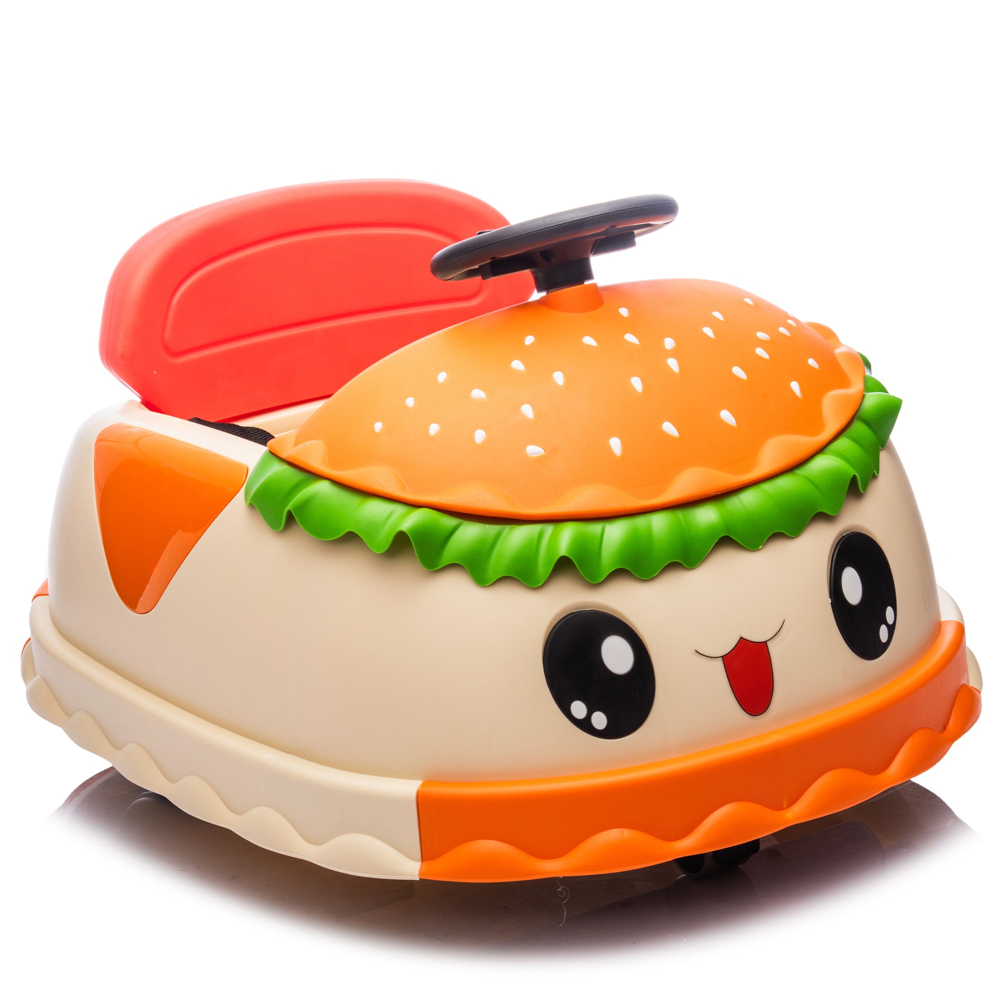 Kids 12V Ride-On Hamburger Bumper Car with Bluetooth & Storage