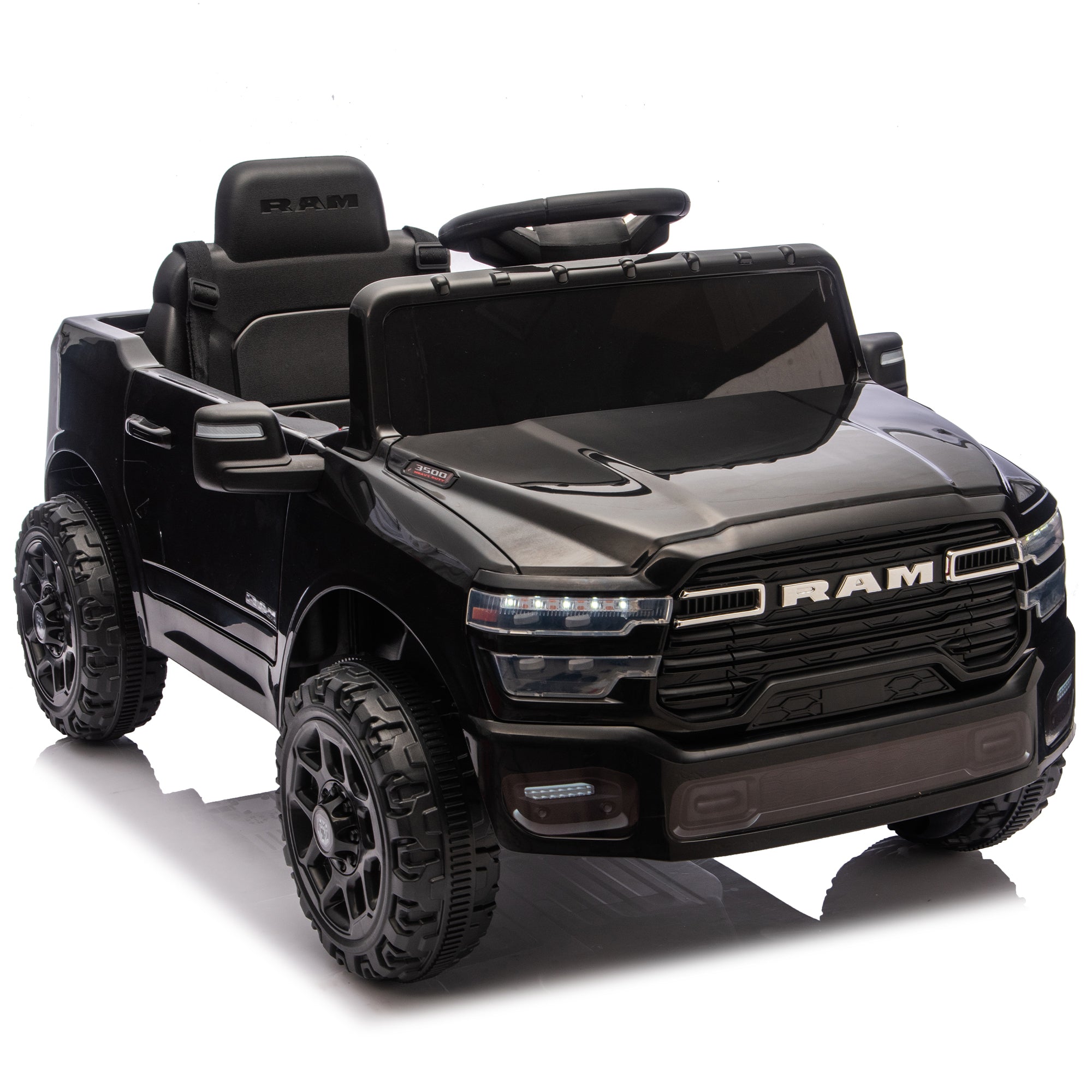 12V Licensed Dodge RAM 3500 2-Seater Ride-On Truck – Black
