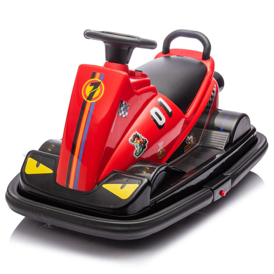 12V Kids Ride On Motor Bumper Car,integrating system,Rotate 360 degrees in place,Collision triggers sound effects and lights,Four-wheel waterfall light,Cute appearance design for kids aged 3-5. - The Little Big Store