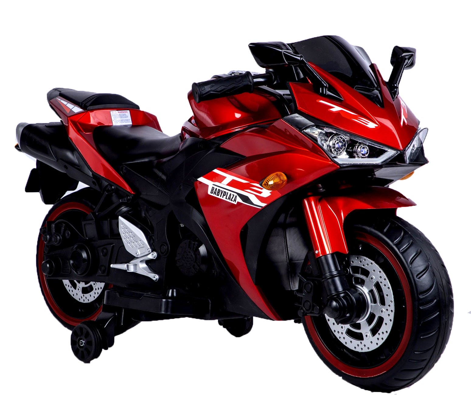 12V Kids Motorcycle Ride-On with Training Wheels & LED Lights