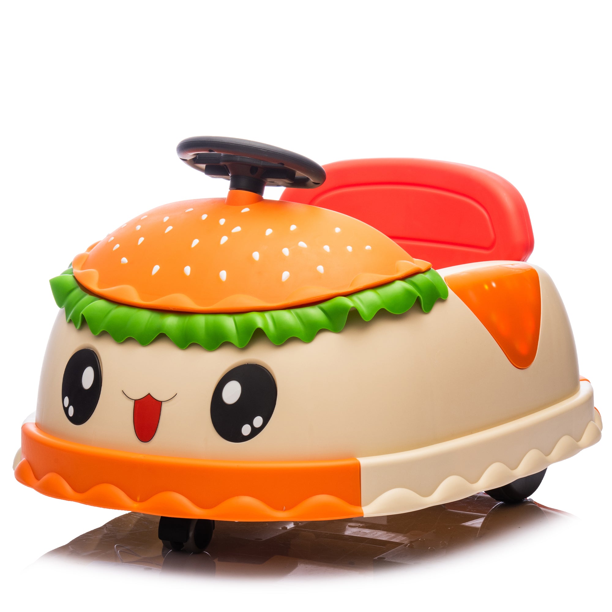 Kids 12V Ride-On Hamburger Bumper Car with Bluetooth & Storage
