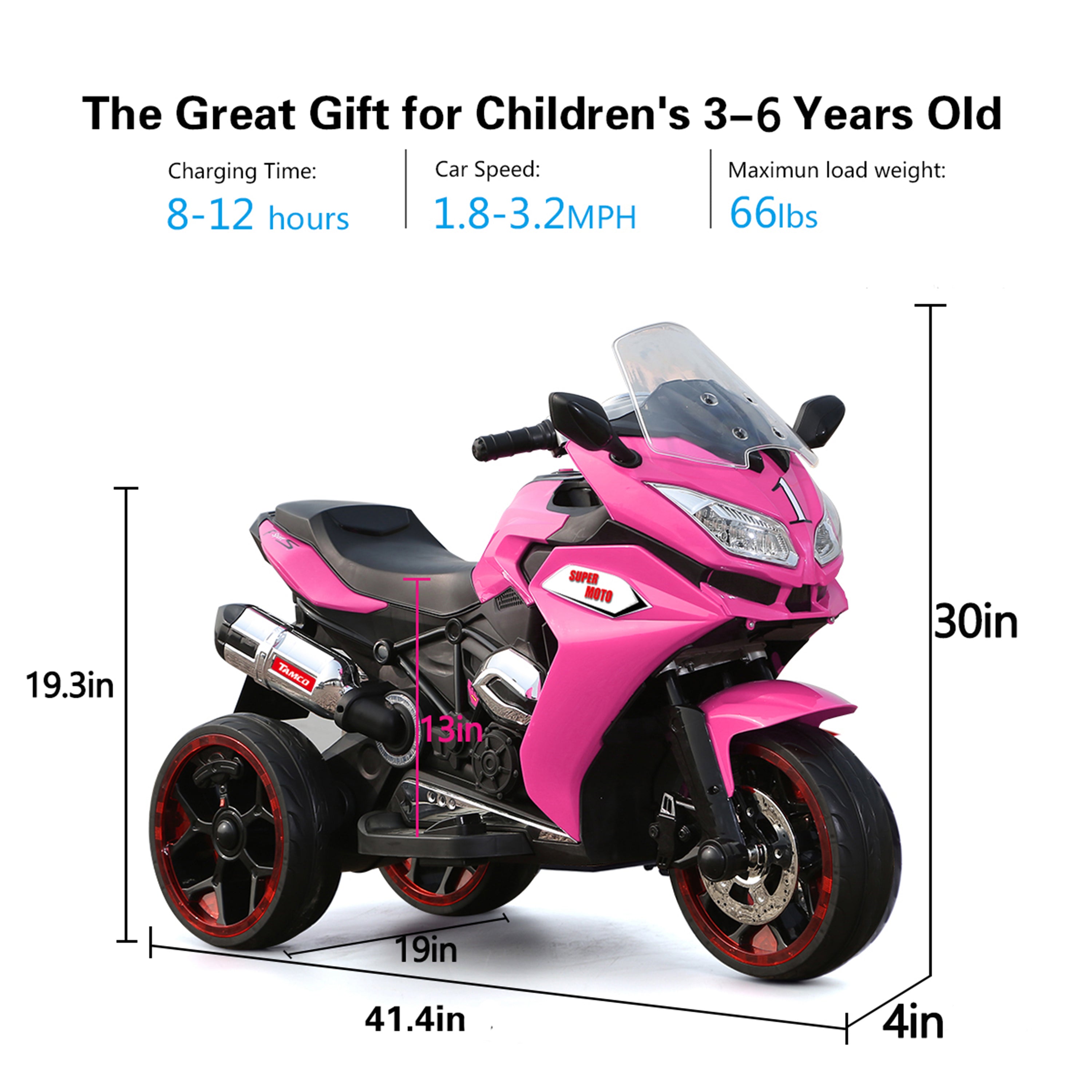 12V Kids Electric Motorcycle Trike with LED Wheels | Ride-On Trike for Ages 3–6