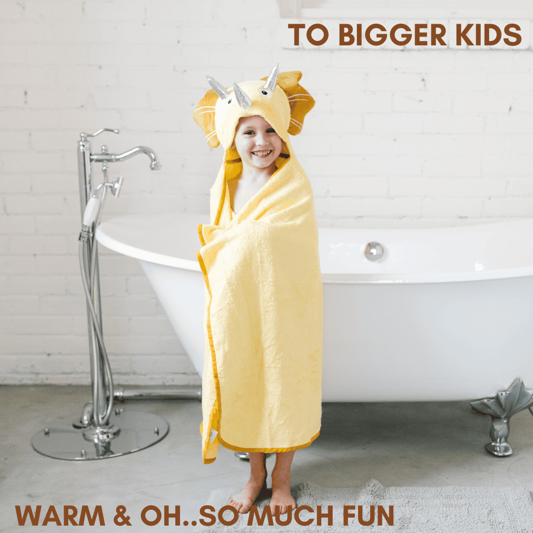 Toddler Hooded Towel Yellow Dinosaur - The Little Big Store