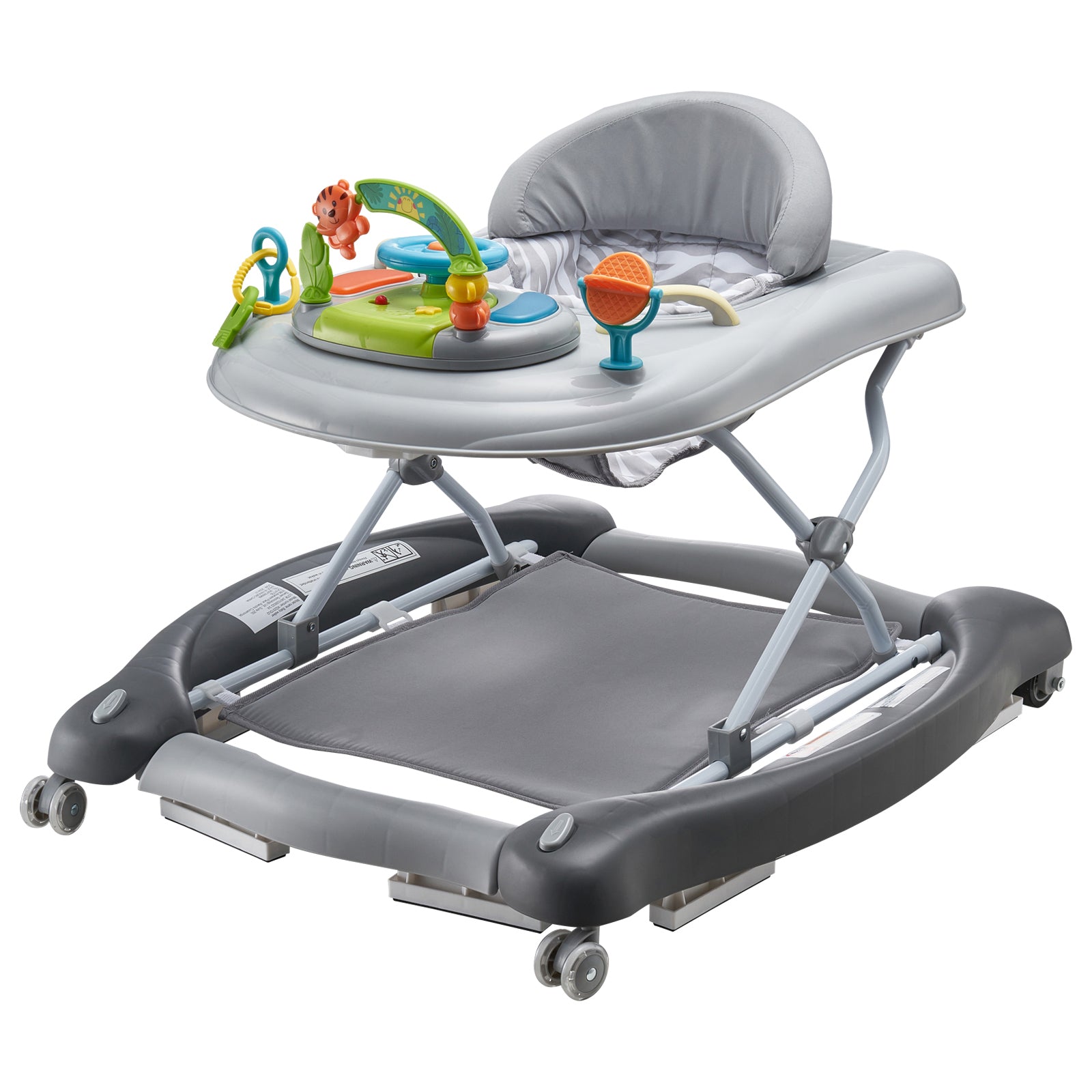 4-in-1 Baby Walker, Foldable Baby Activity Center on Wheels, 3 Adjustable Height, Music & Toys Tray, Learning-Seated,Walk-Behind,Rocker,Bouncer Toddler Walker for Girls Boys 6-24 Months