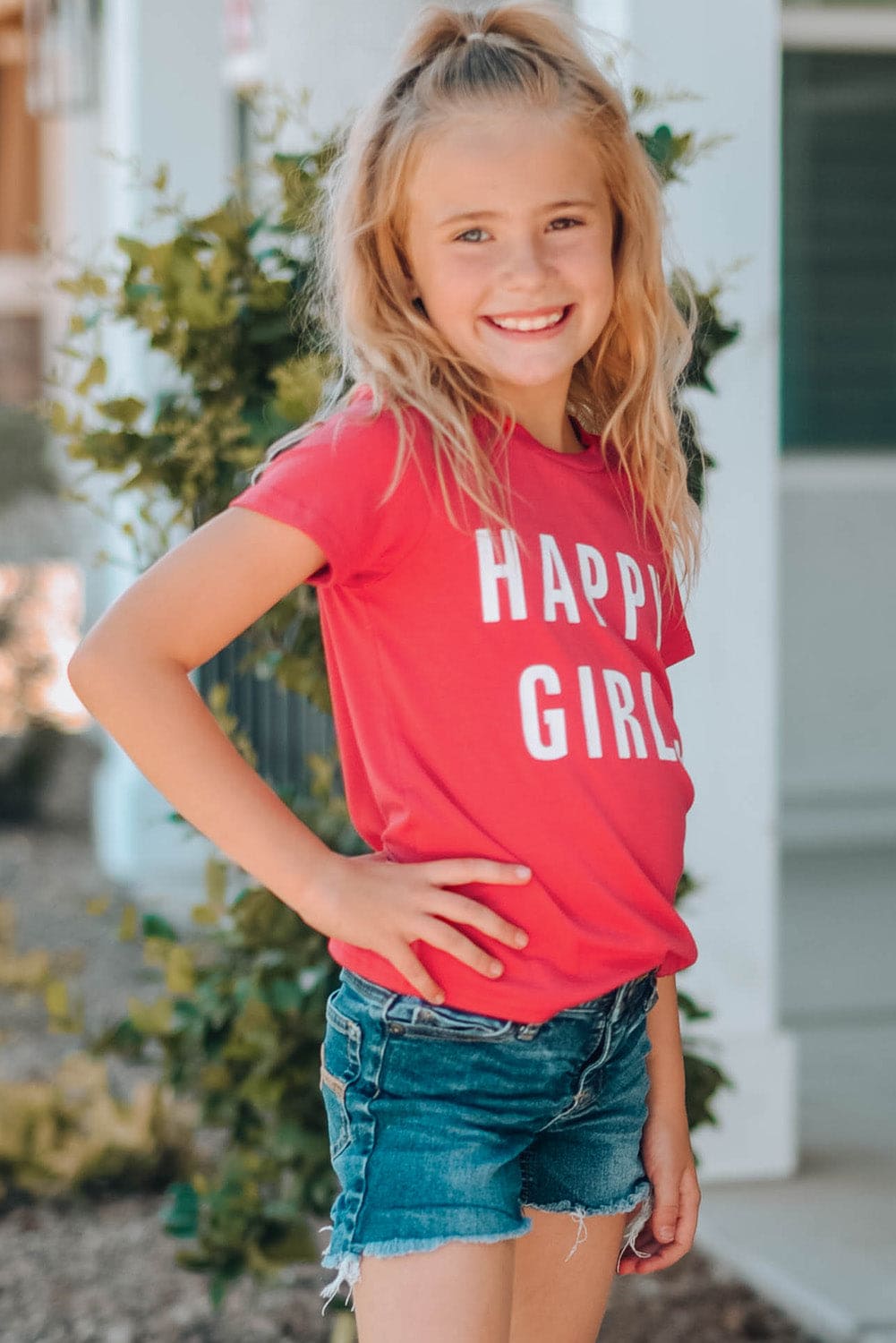 Girls Letter Graphic Short Sleeve T-Shirt - The Little Big Store