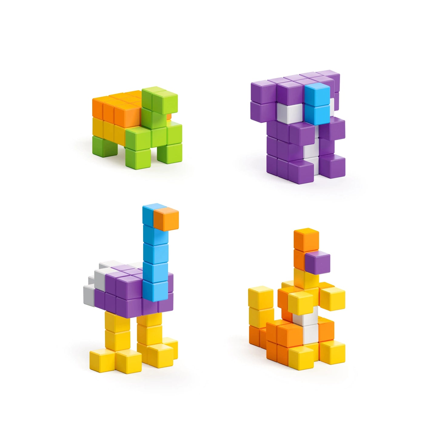 PIXIO Mini Safari 137 Magnetic Blocks in 6 Colors and Free Mobile App for Design - The Little Big Store