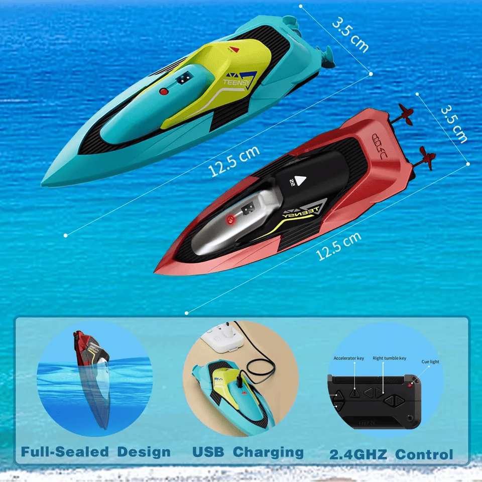 4DRC S5 Fast RC Boat – 2.4GHz 20+ MPH Racing Remote Control Boat with Rechargeable Battery for Kids & Adults, Pools & Lakes