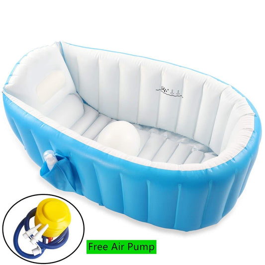 Baby Inflatable Bathtub; Portable Toddler Bathtub Baby Bath Tub Foldable Travel Tub with Air Pump - The Little Big Store