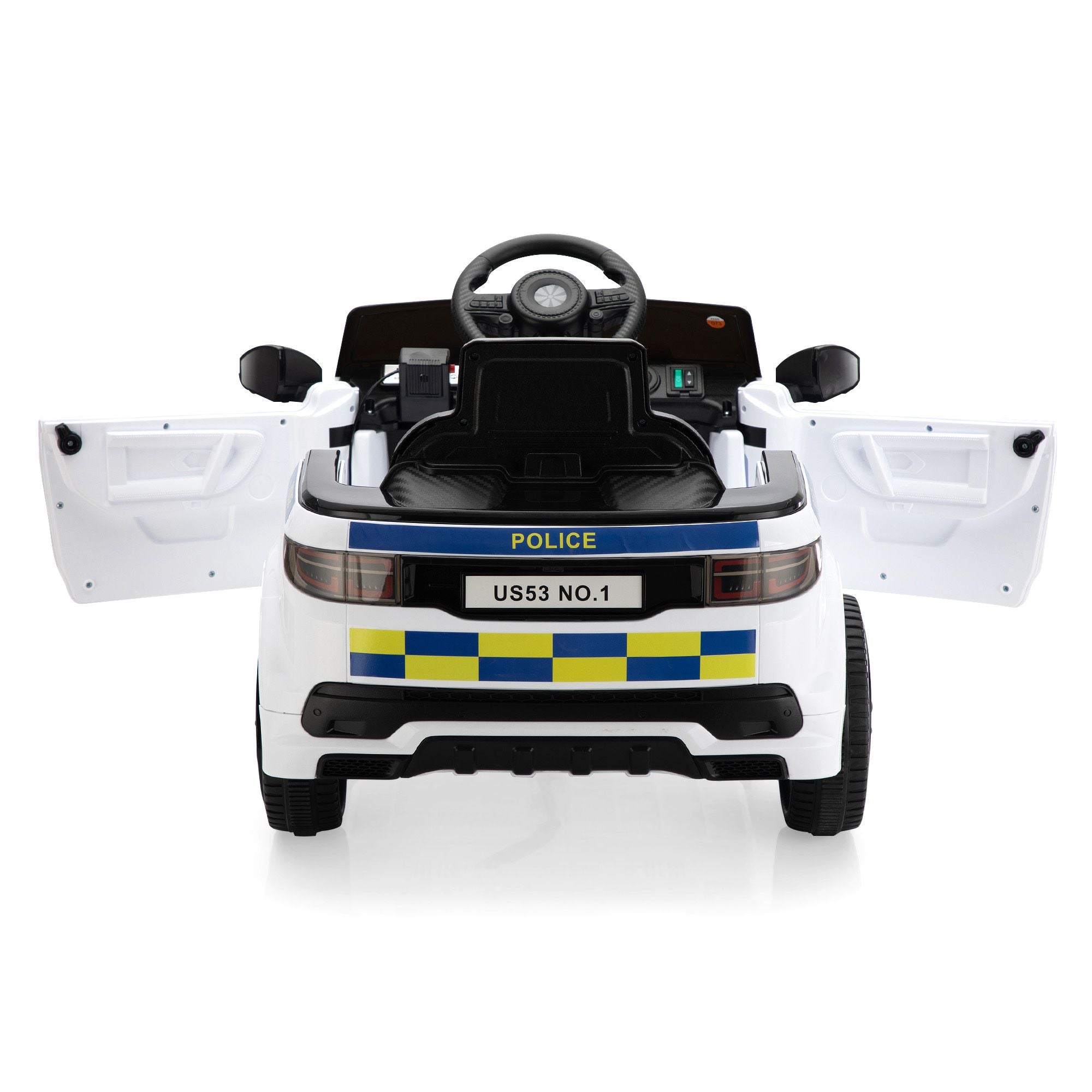 Classic White Ride-On Car with Metal Frame - Perfect for Toddlers