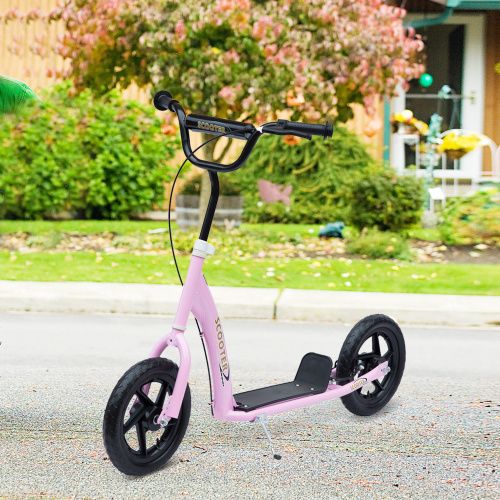 Kick Scooter for Kids 5-12 Years Old, Big Wheel Kids Scooter with Adjustable Height Handlebar, Non-slip Footplate, Rear Brake, Pink