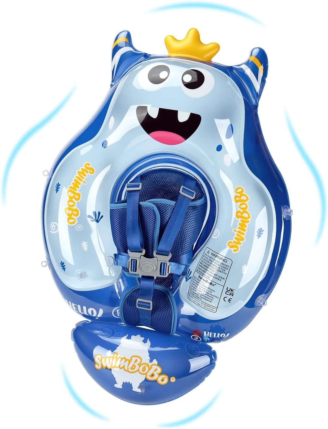 Infant Pool Float with Sun Canopy Inflatable Baby Swimming Floatie with Sponge Safety Bottom Support Water Toys Swim Trainer (Blue, Large)