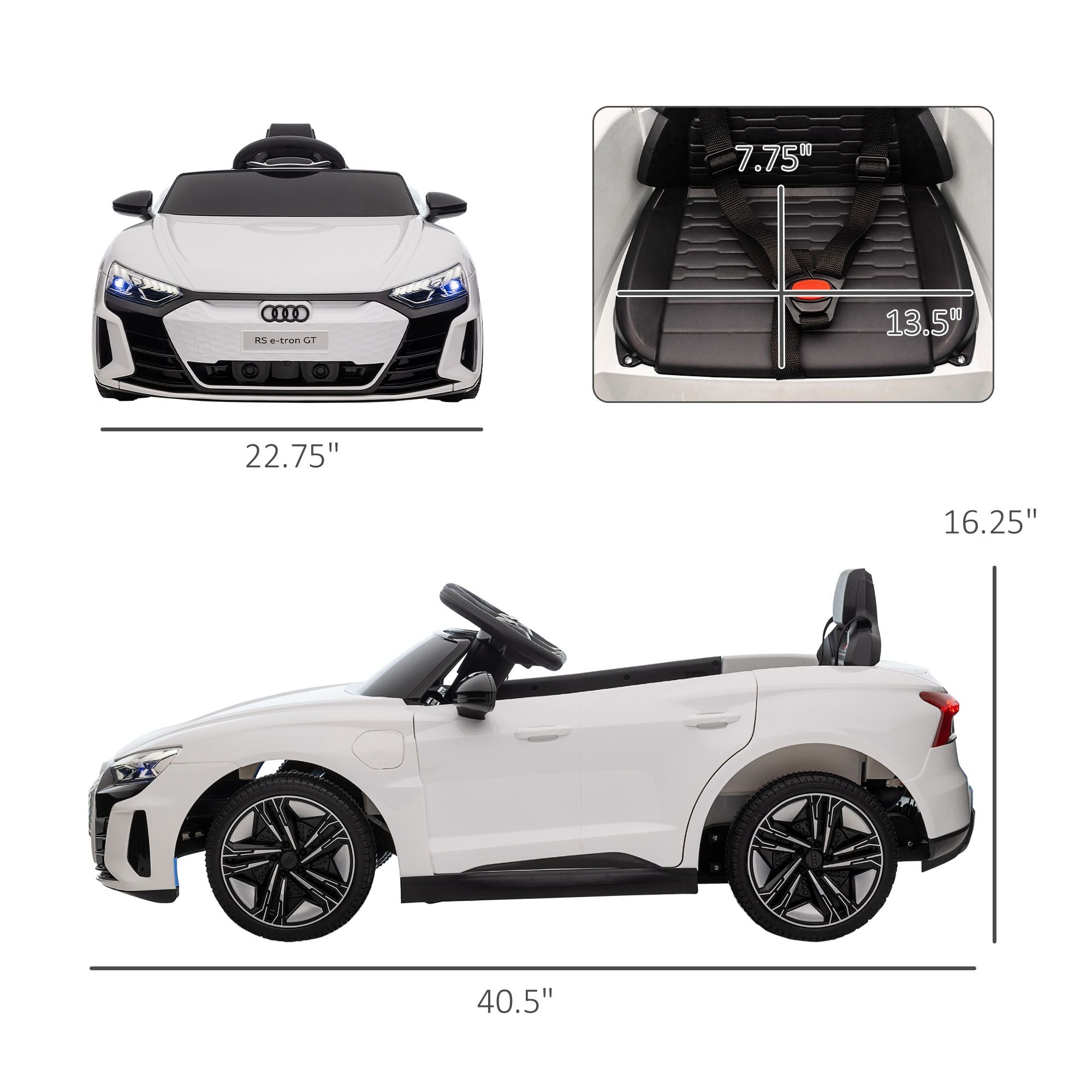 12V Kids Electric Ride-On Car with Remote & Music – White