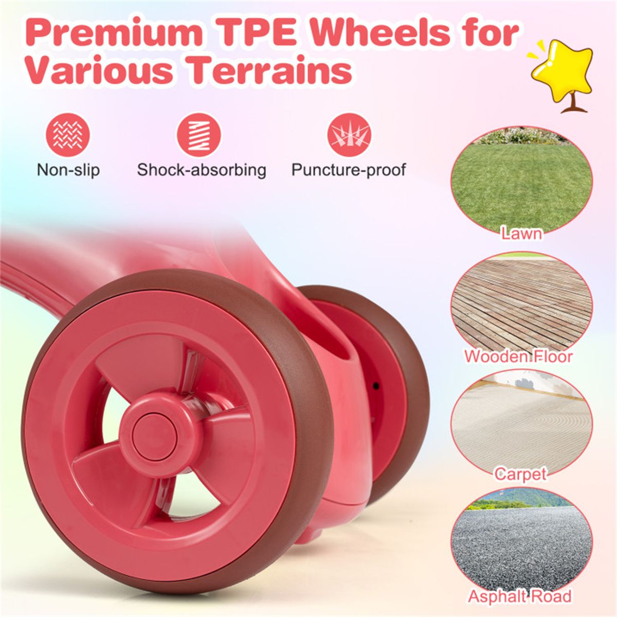 Toddler Tricycle for 3-5 Years - Stable Triangular Structure, Front & Rear Storage Baskets