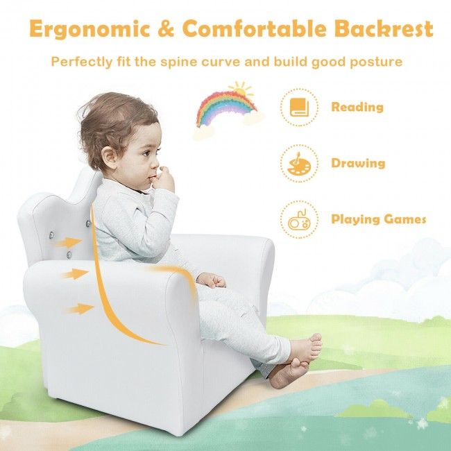 Children’s Princess Sofa Set with Ottoman – Upholstered Toddler Couch with Sparkling Diamond Design for Kids Ages 3-5