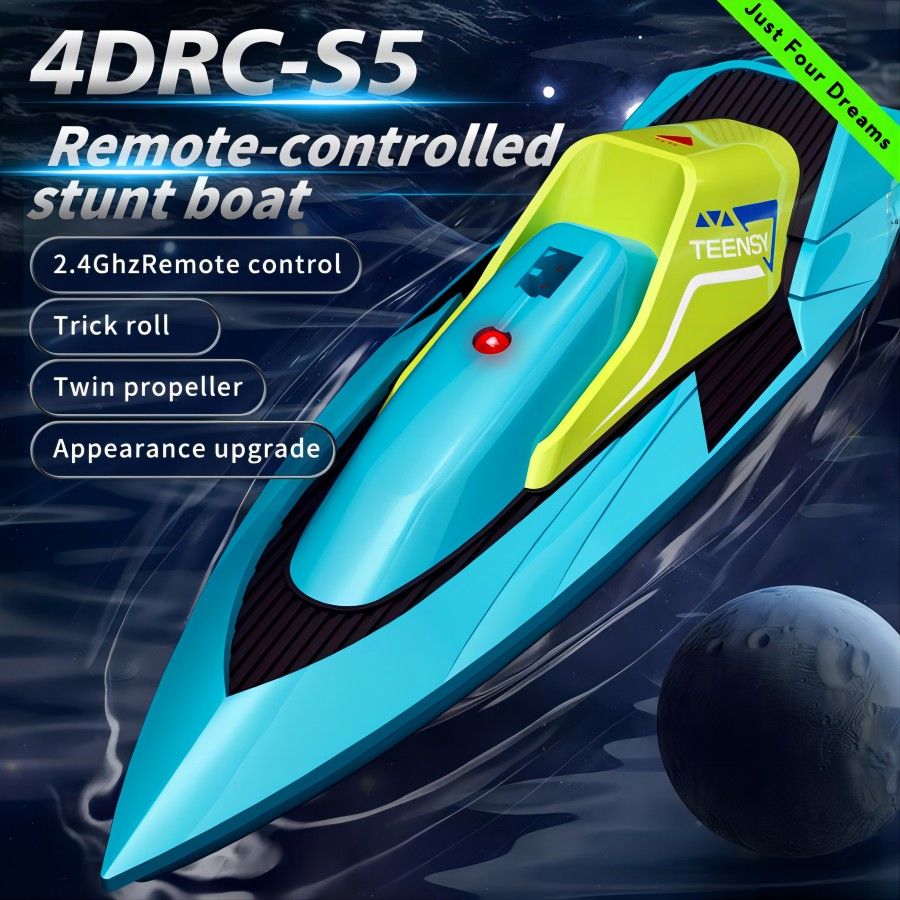 4DRC S5 Fast RC Boat – 2.4GHz 20+ MPH Racing Remote Control Boat with Rechargeable Battery for Kids & Adults, Pools & Lakes