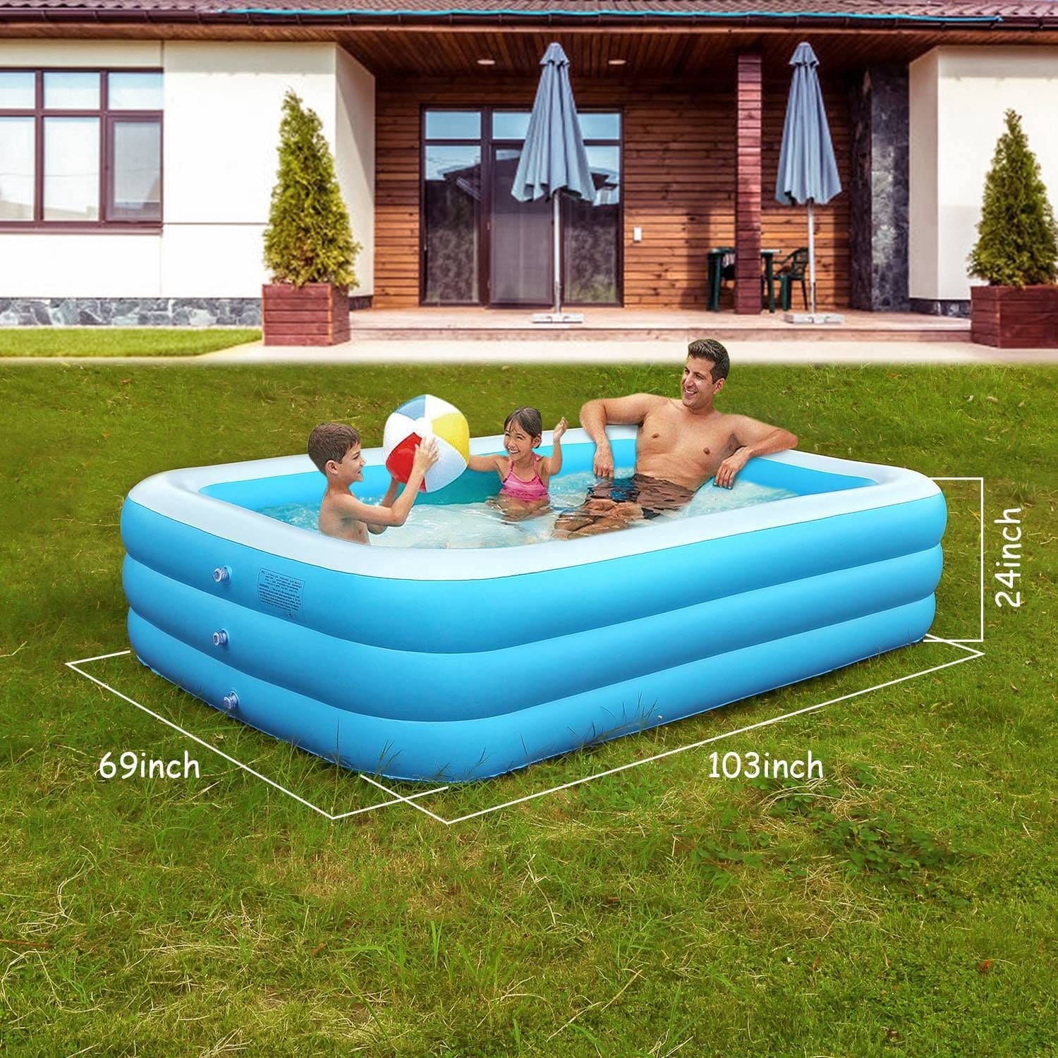 🏖️ AquaHaven™ 103" Inflatable Family Pool – Backyard Fun for Kids & Adults 💦☀️