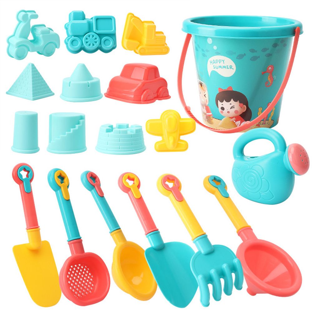 18-Piece Beach Sand Toys Set for Kids with Buckets, Molds & Sand Tools