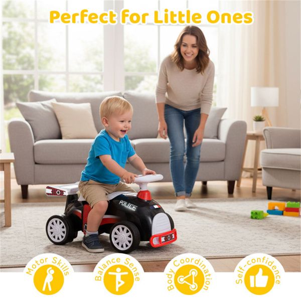 Kids Ride-On Sliding Car – Police Theme, Music & Storage