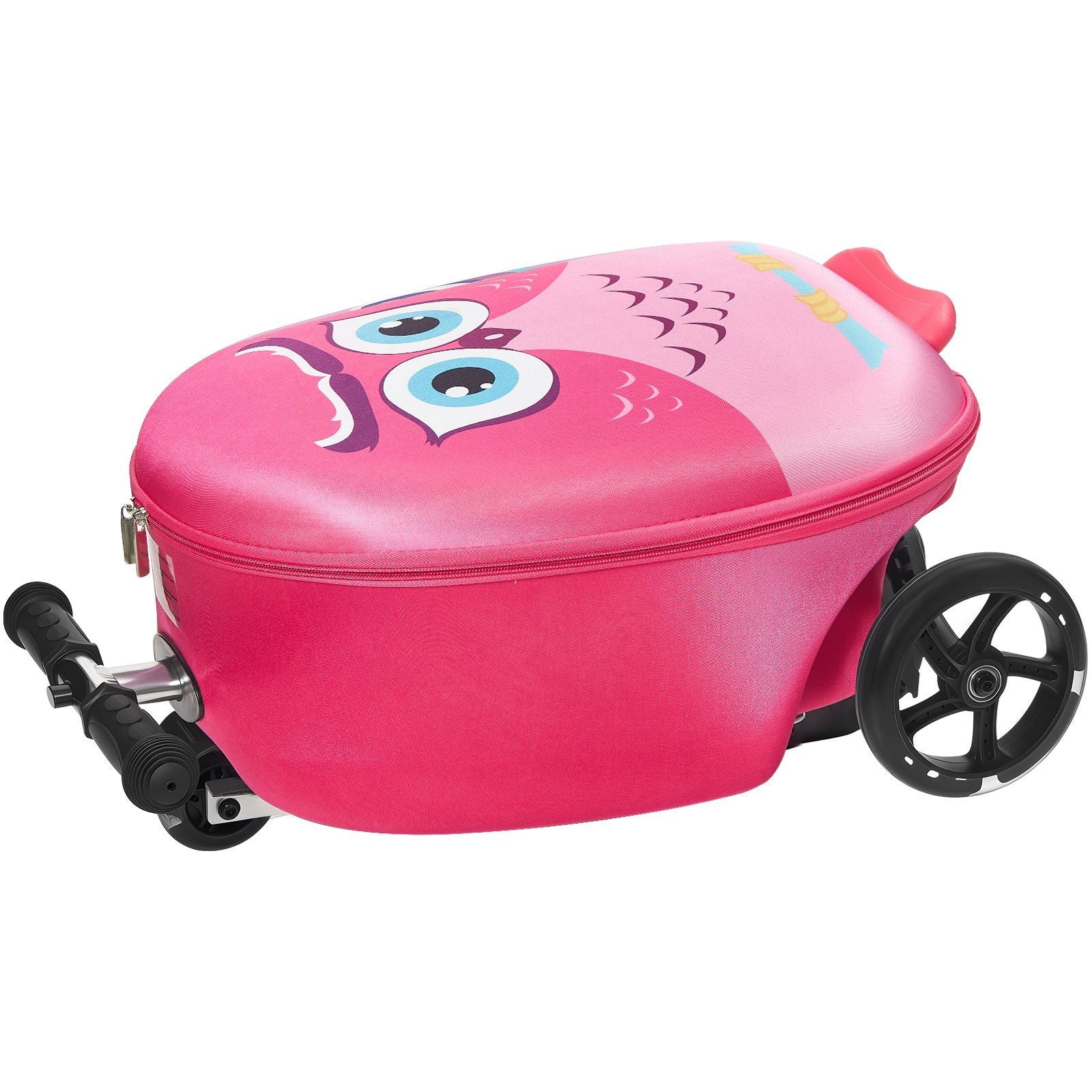 20-Inch Ride-On Kids Scooter Suitcase – Pink Travel Luggage with Flashing Wheels, Foldable Design & Fun Ride-On Carry-On Bag