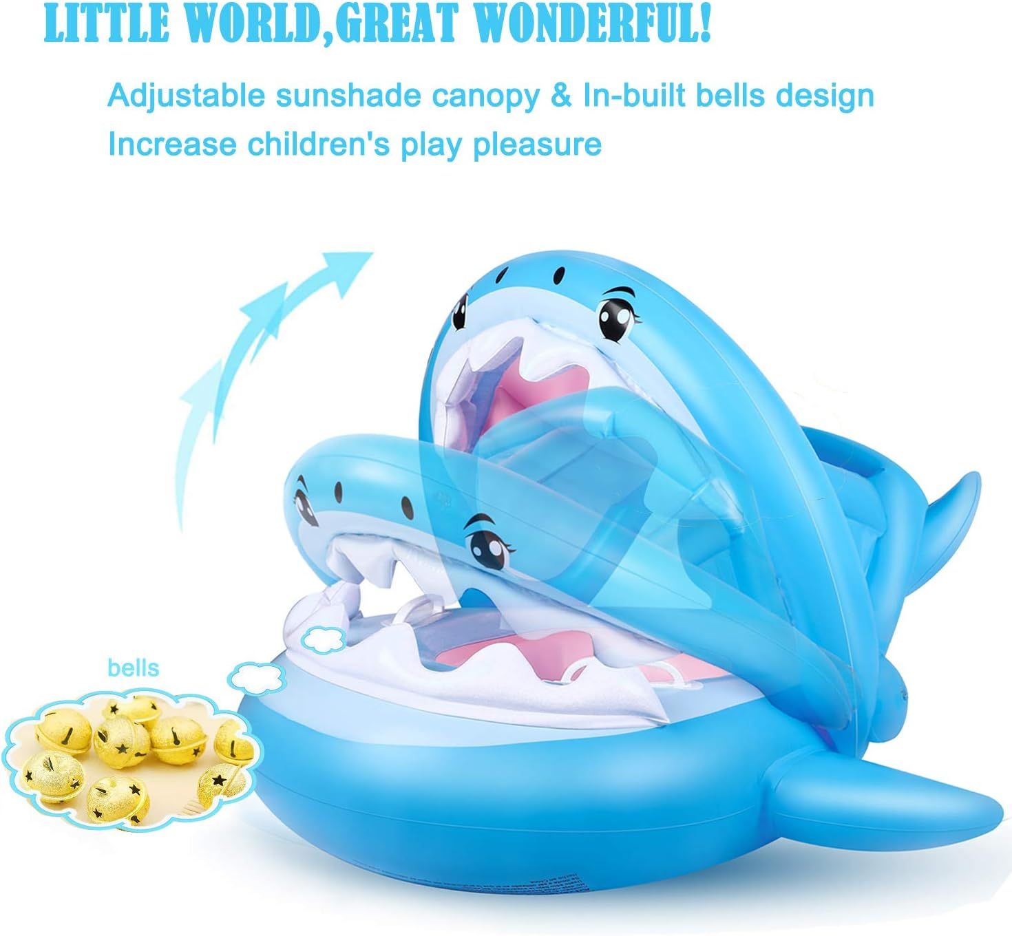 SharkSplash™ Baby Pool Float with Canopy – Inflatable Shark Swim Float for Toddlers & Kids up to 36 Months