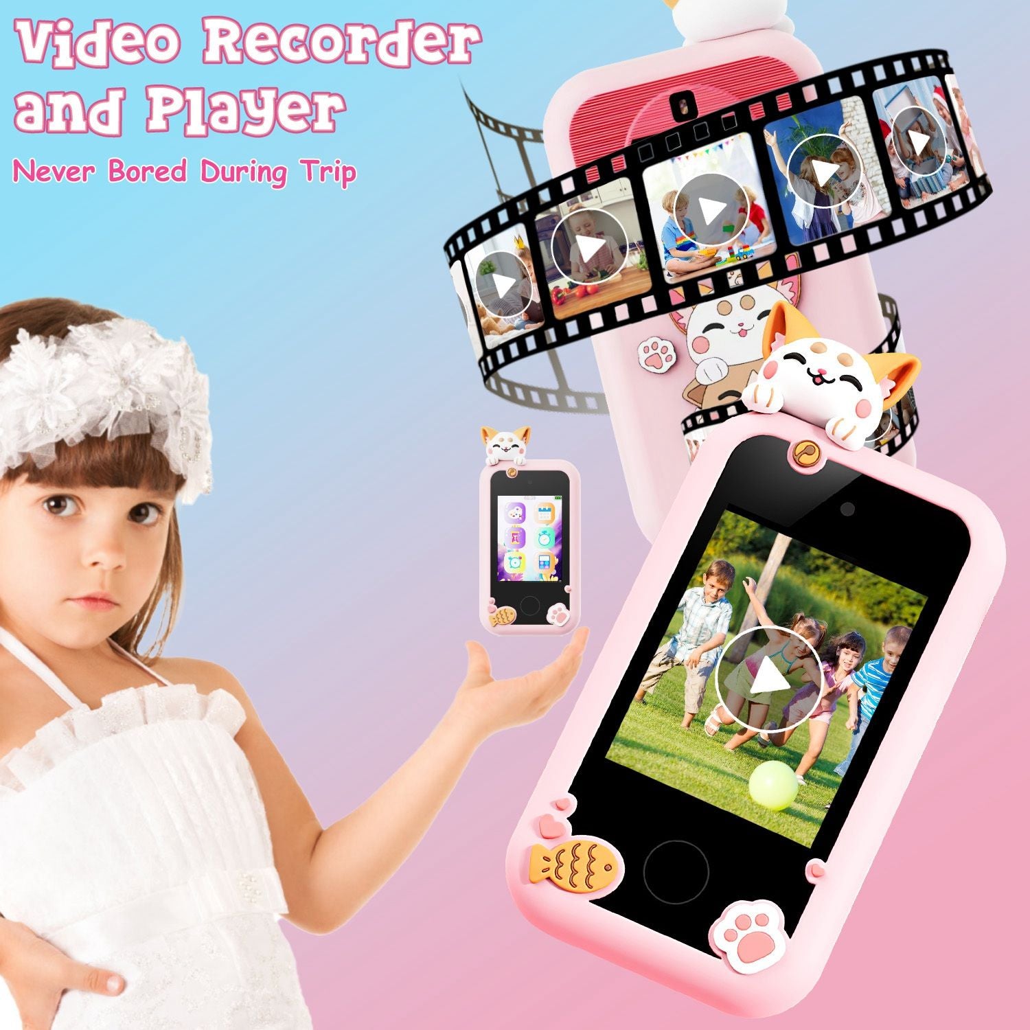 Kids Toy Smartphone Dual Camera Phone Touchscreen Learning Toy with Shockproof Cartoon Case Torch 16 Games ABC Learning for Boys Girls Aged 3+ GPCT5263