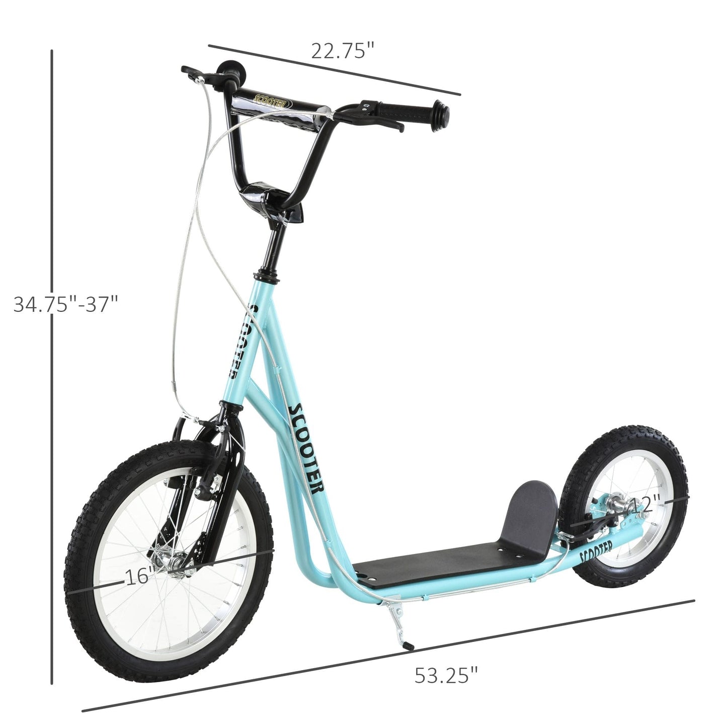 Aosom Youth Glide Pro Scooter – Adjustable Kick Scooter with Dual Brakes & Inflatable Wheels for Ages 5+, Blue - The Little Big Store