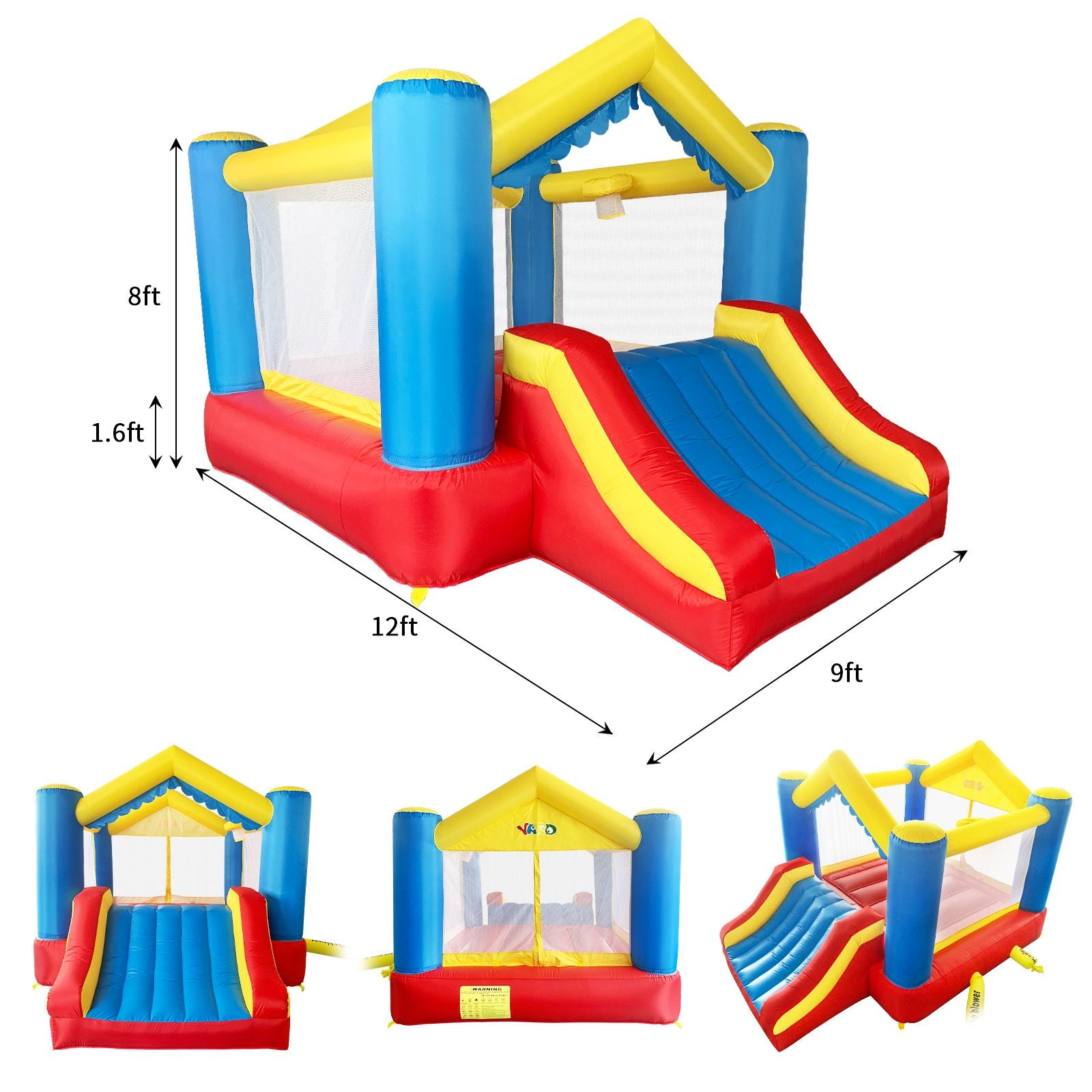 Yard nflatable Bounce House with Slide & Basketball Hoop β Durable Outdoor Bouncy Castle for Kids w/ UL Blower, 12x9x8ft