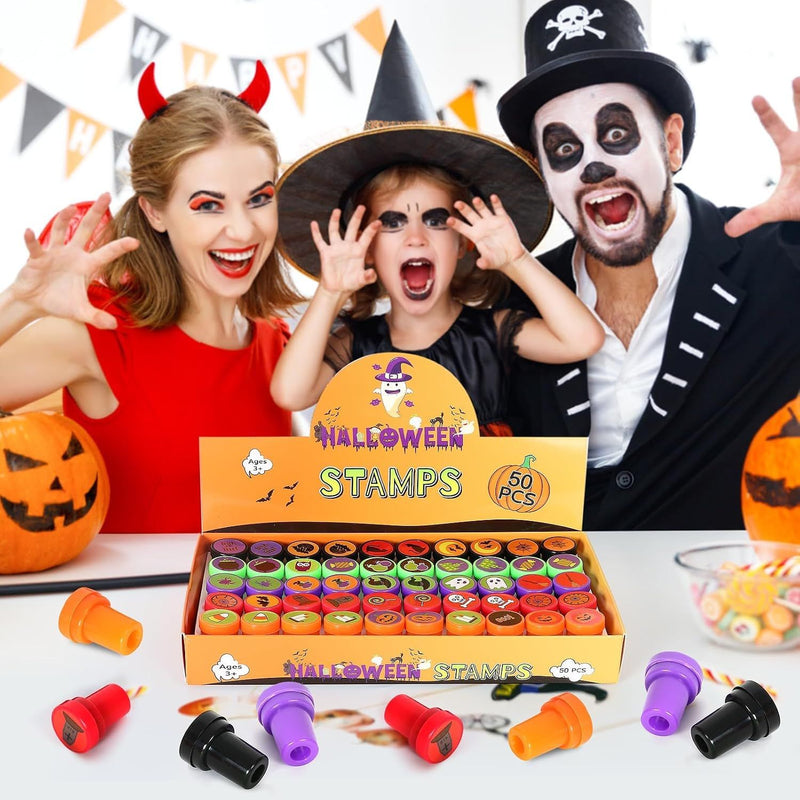 Halloween Stamps for Kids, 50-Piece Party Favor Set