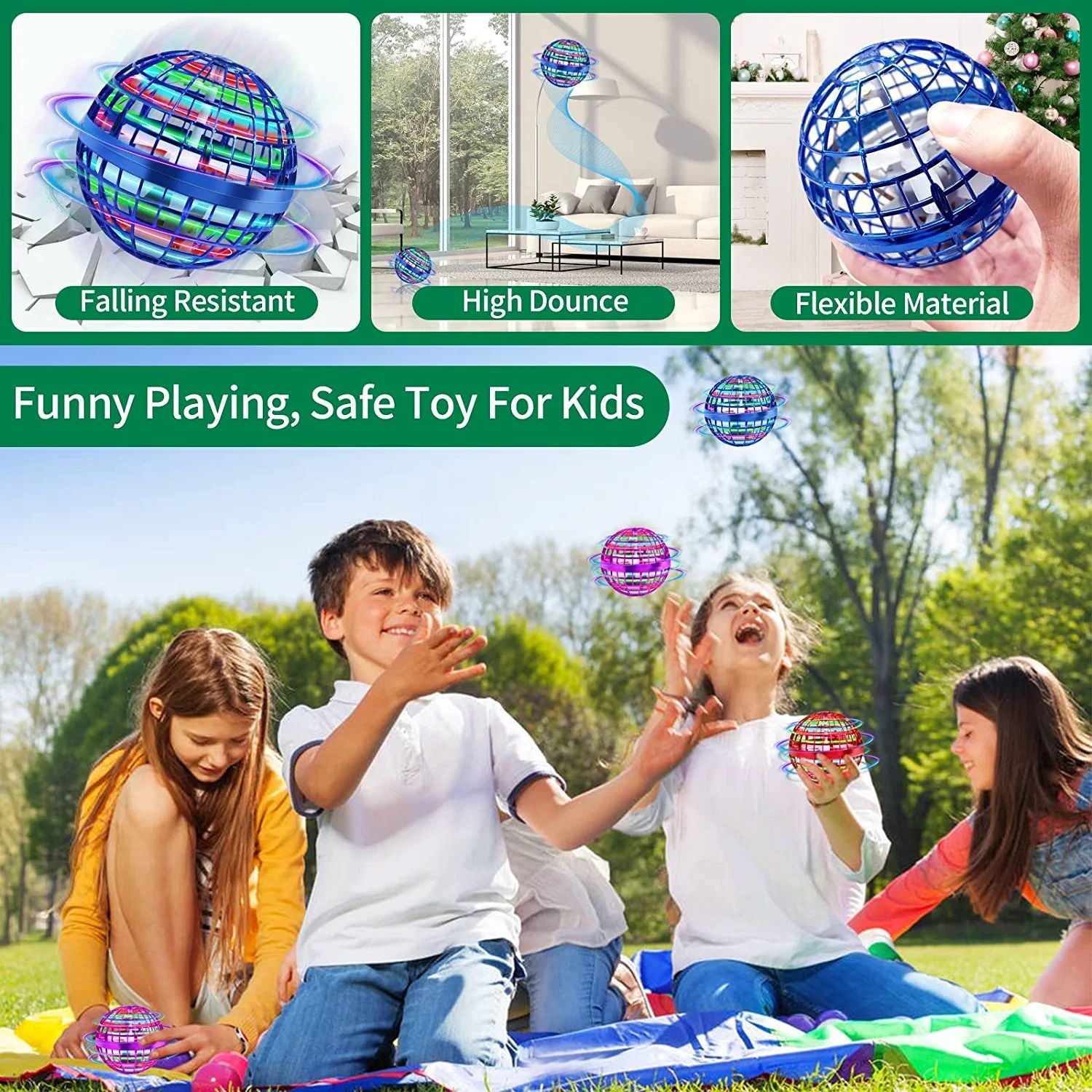 Flying Ball Toys; Hover Orb; 2022 Magic Controller Mini Drone; Boomerang Spinner 360 Rotating Spinning UFO Safe for Kids Adults
